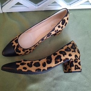 COLE HAAN GRAND O'S GO TO COLLECTION LEOPARD CALF HAIR LEATHER BLOCK HEE…